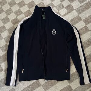 Ralph Lauren navy and White zip up sweater